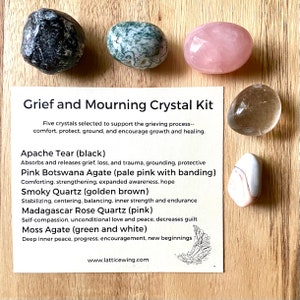 Grief and Mourning Crystal Kit- grief crystals - healing stones - crystals kit - sympathy - condolence - loss - Apache Tear - crystal gift