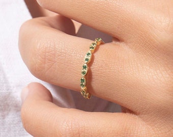 14k Solid Gold Ring / Birthstone Vintage Style Ring / Marquise Band Style Ring / Vintage Classic Solid Gold Ring / Birthday Gift