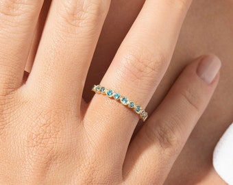 14k Gold Minimalist Aquamarine Ring, Birthstone Vintage Style Solid Gold Ring, March Birthstone Personalized Ring, Aquamarine Gemstone Ring