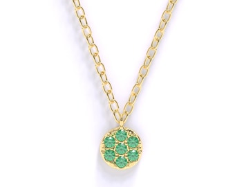 Round Emerald Necklace, Genuine Emerald Jewelry, May Birthstone Necklace, Emerald Pendant, Natural Emerald, Gemstone Necklace