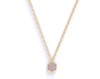Round Amethyst Necklace, Genuine Amethyst Jewelry, February Birthstone Necklace, Amethyst Pendant, Purple Necklace, Gemstone Necklace