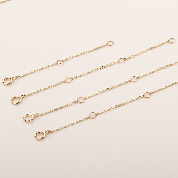 14k Solid Gold Chain Extender - 14k Removable Chain Extender - Real Solid Gold Extender - Dainty Adjustable Extension - Bracelet Extender