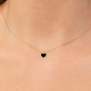 14k Solid Gold Heart Necklace | 14k Gold Love Pendant Necklace | 14k Solid Yellow, White or Rose Gold Necklace | Gift for Her