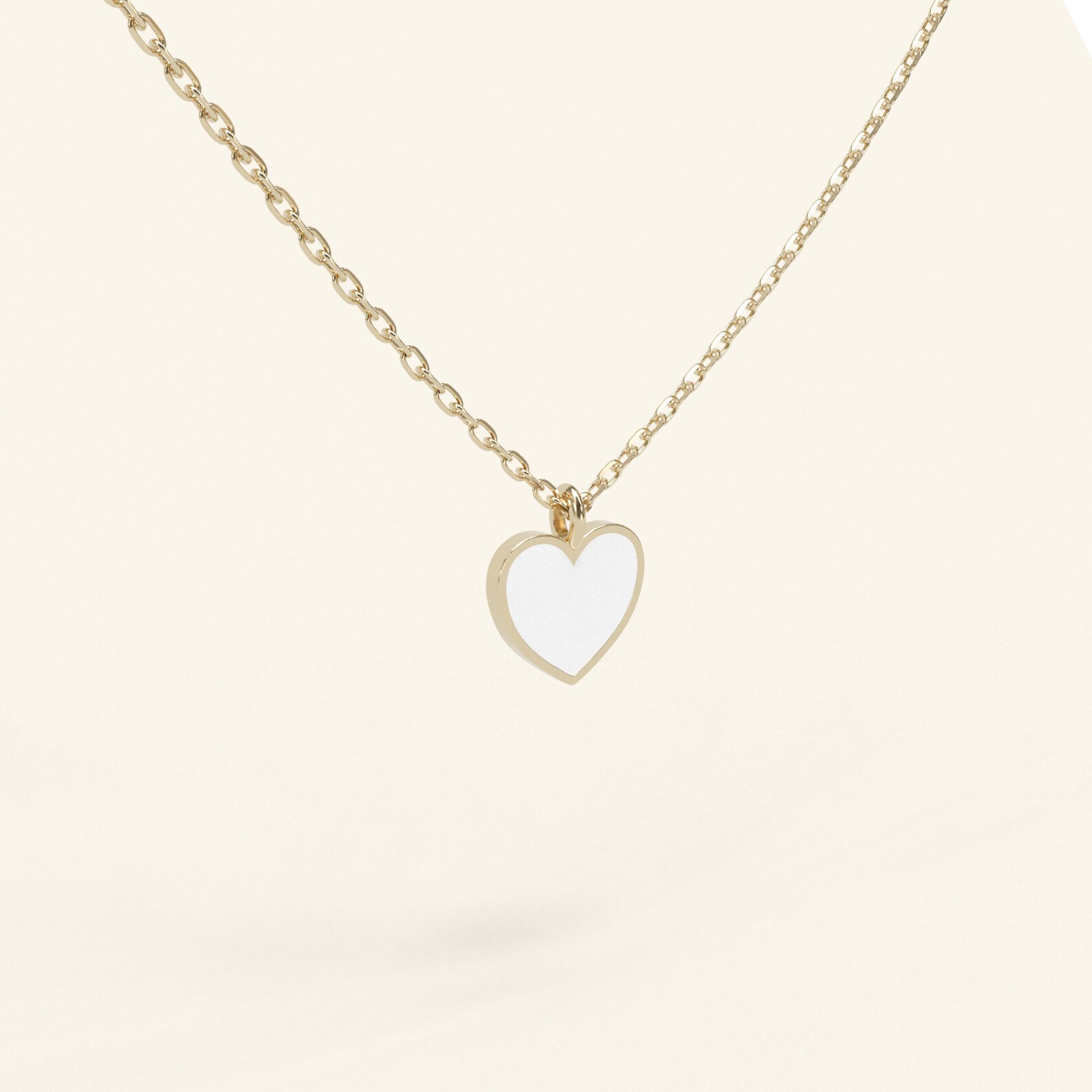 14k Gold Heart Necklace Small Heart Necklace Enamel Heart Charm
