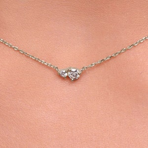 Diamond Necklace / Sterling Silver Diamond Necklace / Diamond Solitaire Necklace / Moms Day Diamond Necklace / Bridal Diamond / Real Diamond