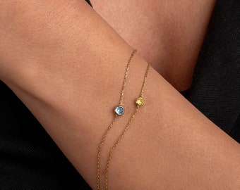 14K Gold Birthstone Bracelet -Bracelets for Women - Friendship Bracelet - Personalized Bracelet - Mother's Day Gift, Birthstone Jewelry