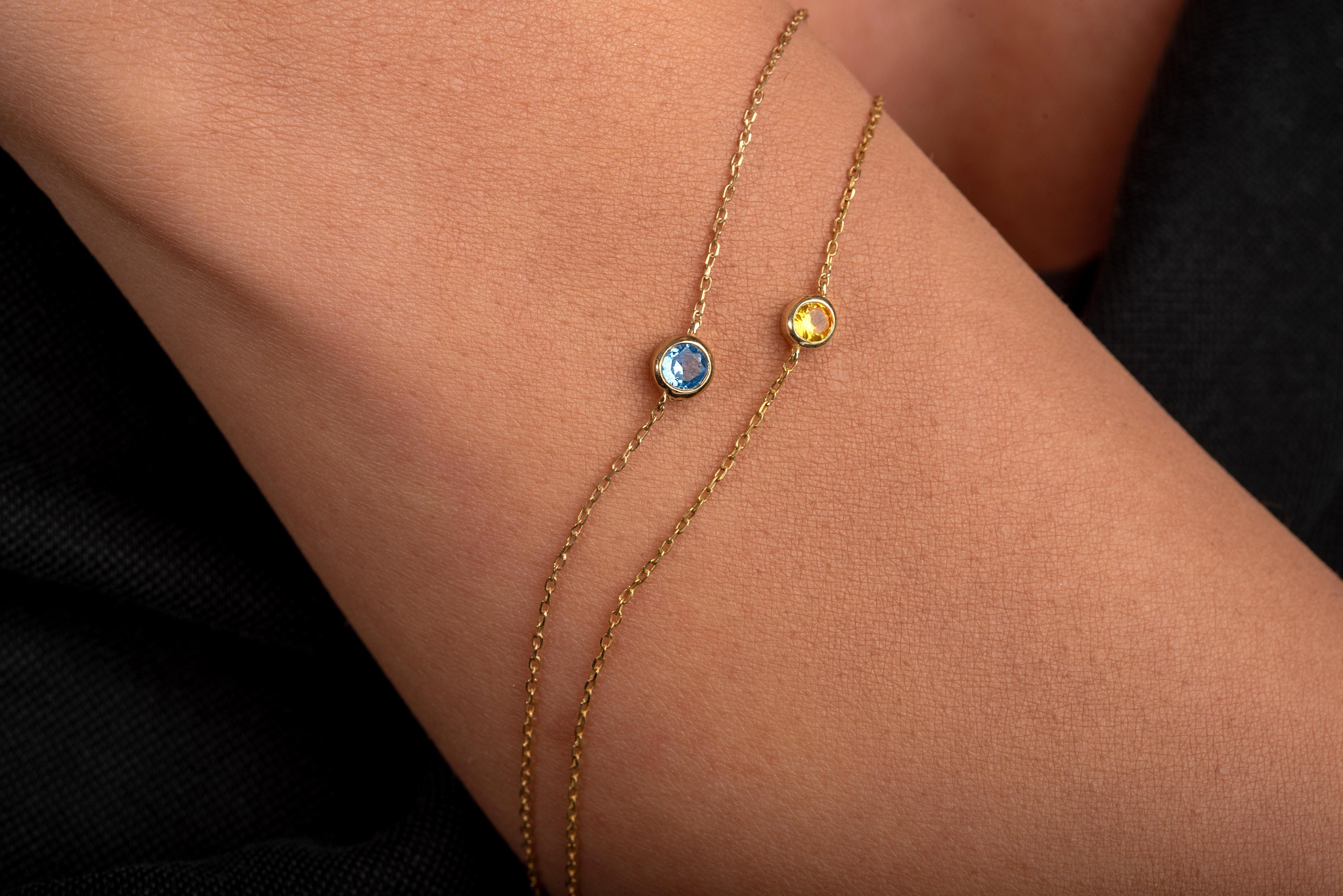 Louisa Secret Birthstone Bracelets For Women, 925 Sterling Silver Dainty Simple Women Charm Link Bracelet, Birthday Anniversary Jewelry Gifts For