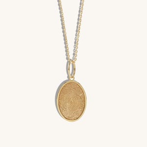 14k Solid Gold Fingerprint Necklace • Personalized Fingerprint Pendant • Sympathy Gift • Memorial Gifts for Mom & Grandma • Gift for her