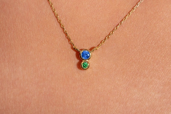 Two Stone Diamond and Gemstone Necklace | Gemstone necklace, March birthstone  jewelry, Diamond