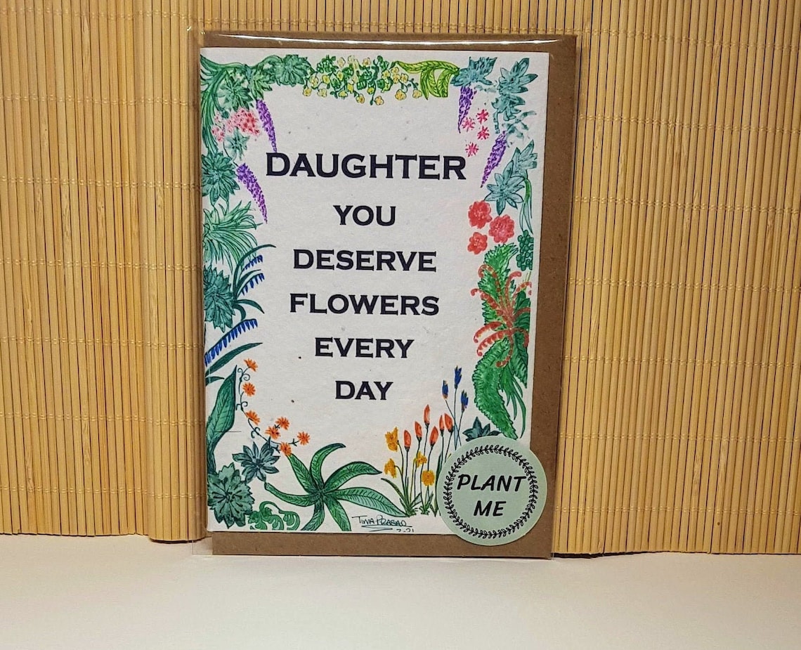 a6 blank plantable seed seeded cards 'daughter' etsy