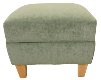 Chenille Velvet Oxford Footstool: 40cm Tall, Choice of Feet, British Made