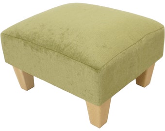 Small footstool Crushed Chenille Velvet Sturdy wood frame Extra seat choice of foot colours  Made in UK multi- purpose Dog/Pet perch/step