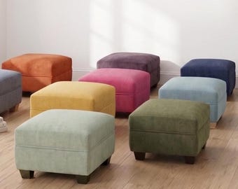 Chenille Velvet Oxford Footstool – British Made, Pet Step Stool