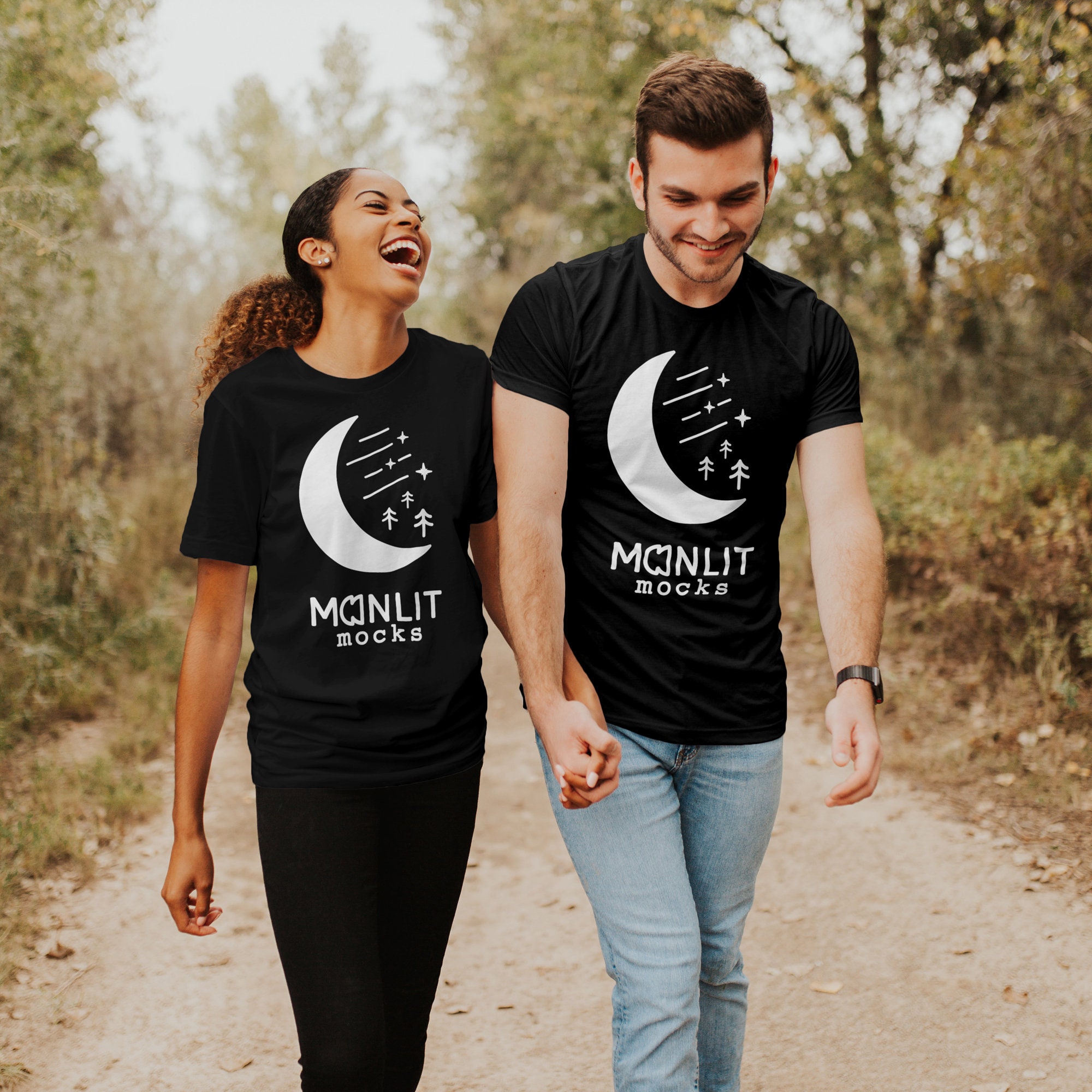 Bella Canvas 3001 plain t shirt mock up PSD couples t ...