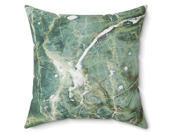 Throw Pillow, Accent Pillow, Green Pillow, Green Throw Pillow, Green Accent Pillow, Marble Pillow, Green Marble Pillow, Agate Pillow