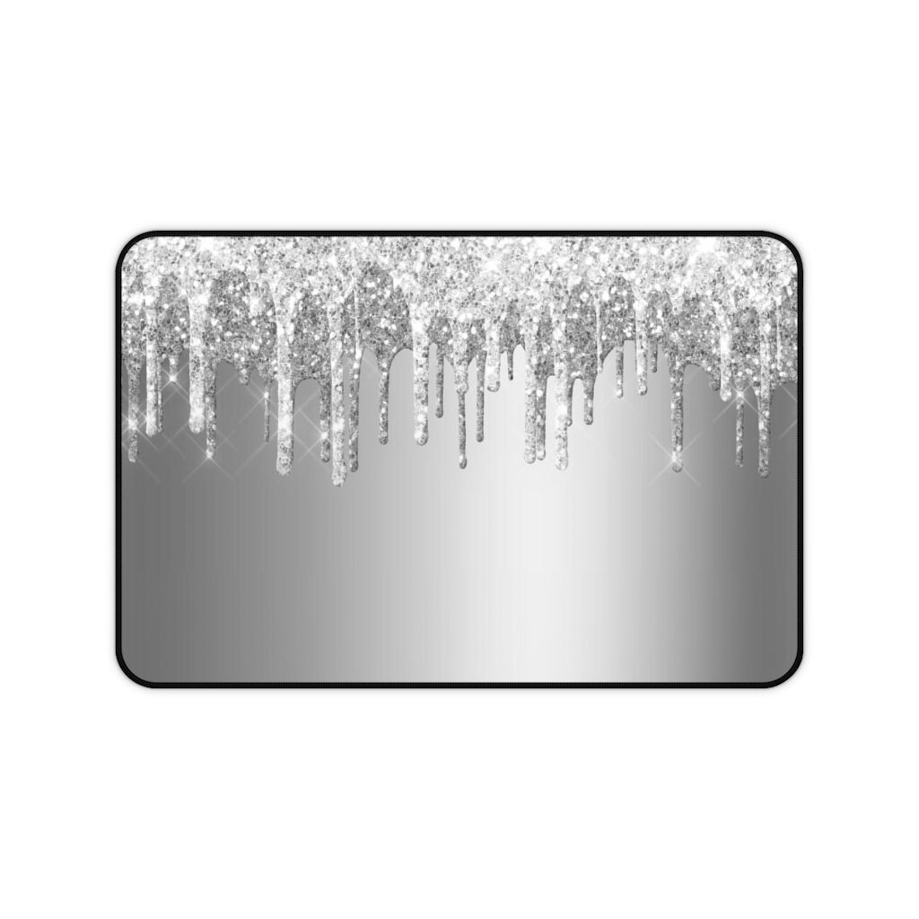 Desk Mat Silver Glitter Desk Mat Silver Bling Desk Mat Etsy