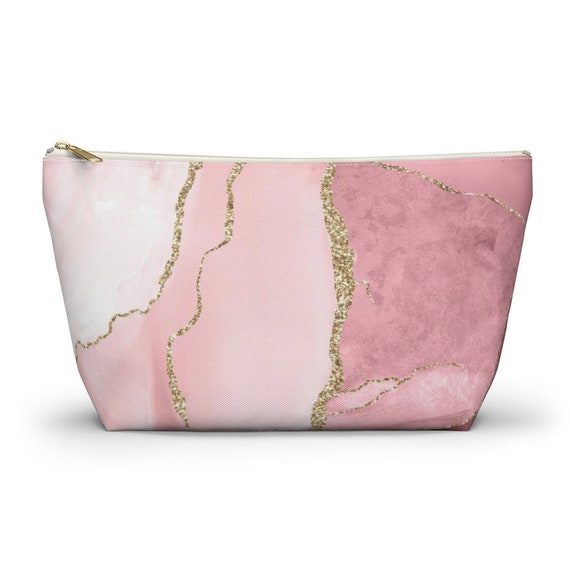 Accessory Pouch Cosmetics Bag Makeup Bag Pink Makeup Bag Marble Accessory Pouch Marble Makeup Bag Blush Makeup Bag Etsy