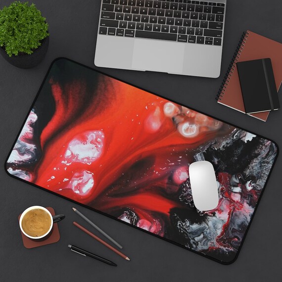 Desk Mat Red Desk Mat Orange Desk Mat Marble Desk Mat Art Etsy