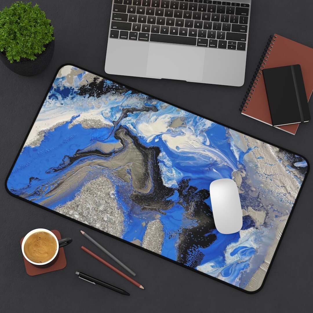 Desk Mat, Blue Marble Desk Mat, Blue Desk Mat, Marble Desk Mat, Agate ...