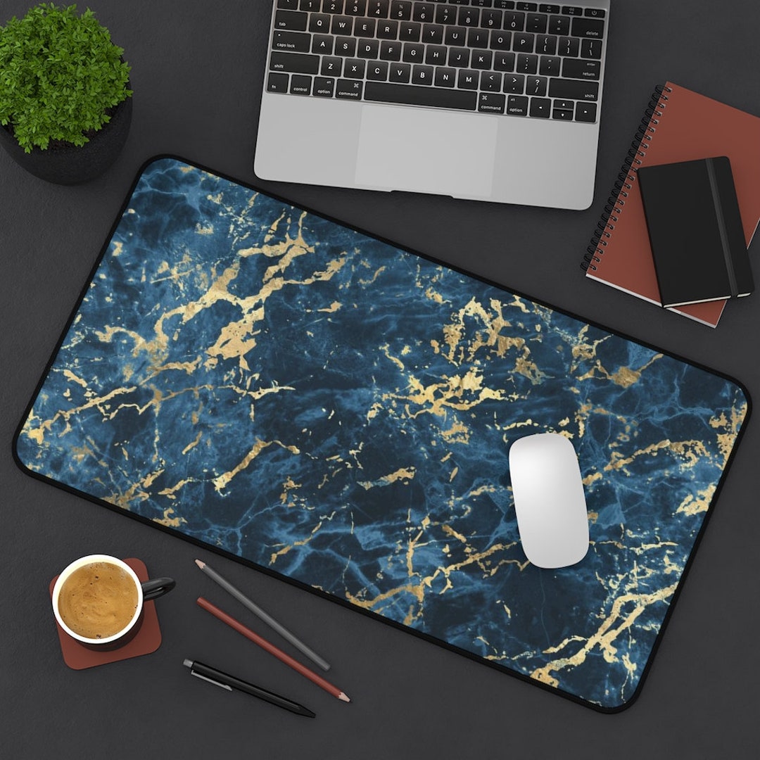 Desk Mat Blue Marble Desk Mat Blue Desk Mat Marble Desk Etsy