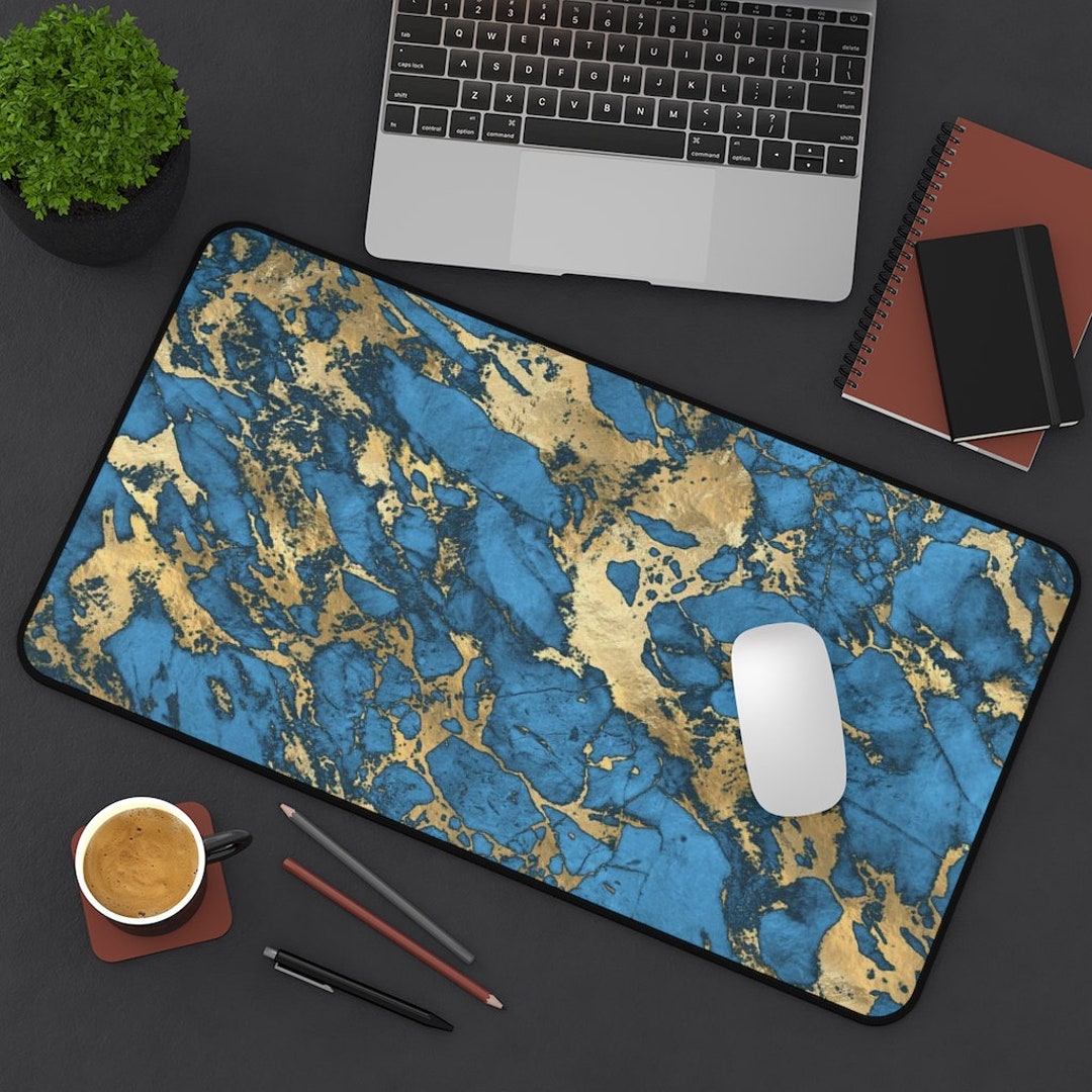 Desk Mat, Blue Marble Desk Mat, Blue Desk Mat, Marble Desk Mat, Agate