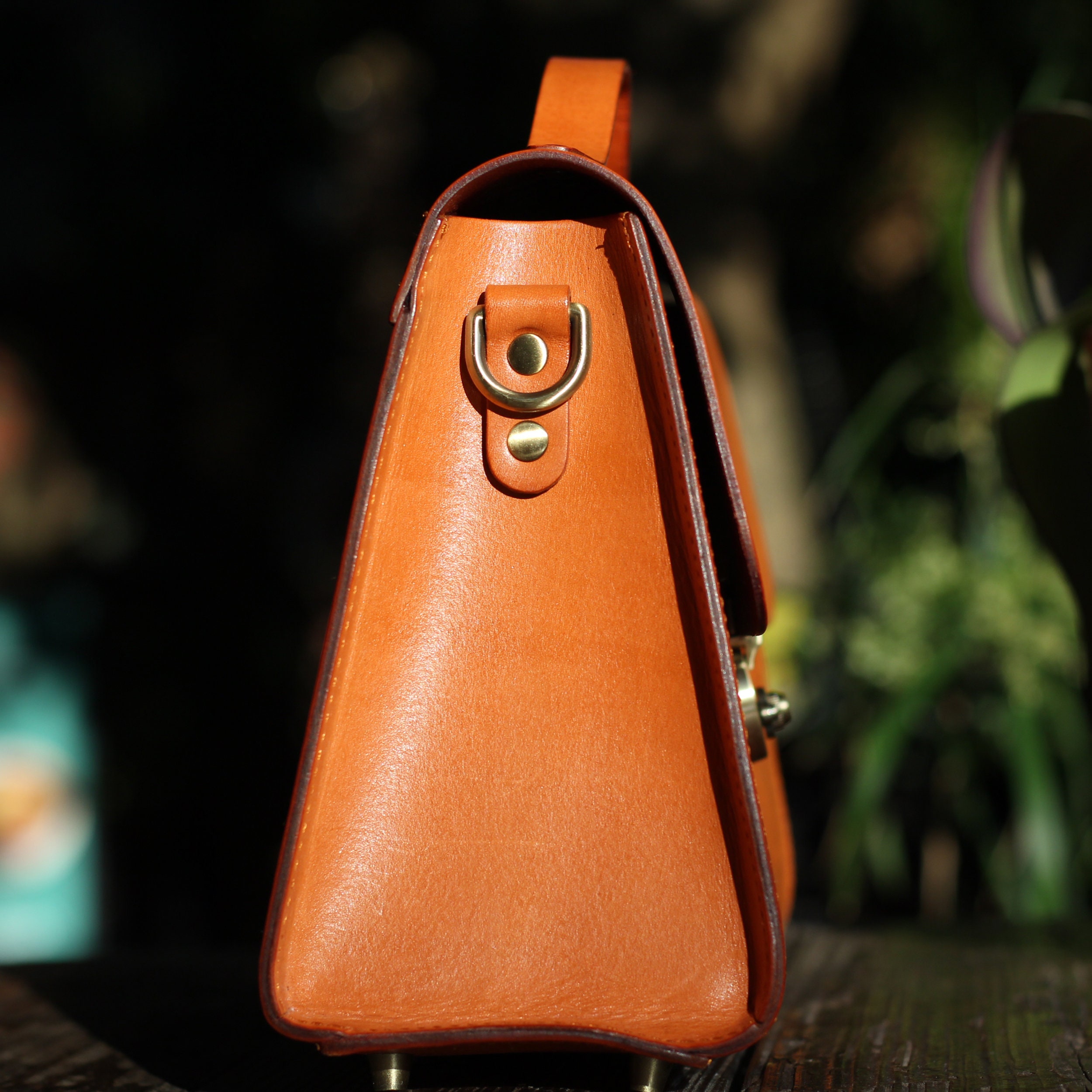 Hand Made Leather Briefcase Vegetable Tanning Leather Satchel Etsy