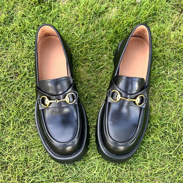 smooth leather platform shoes