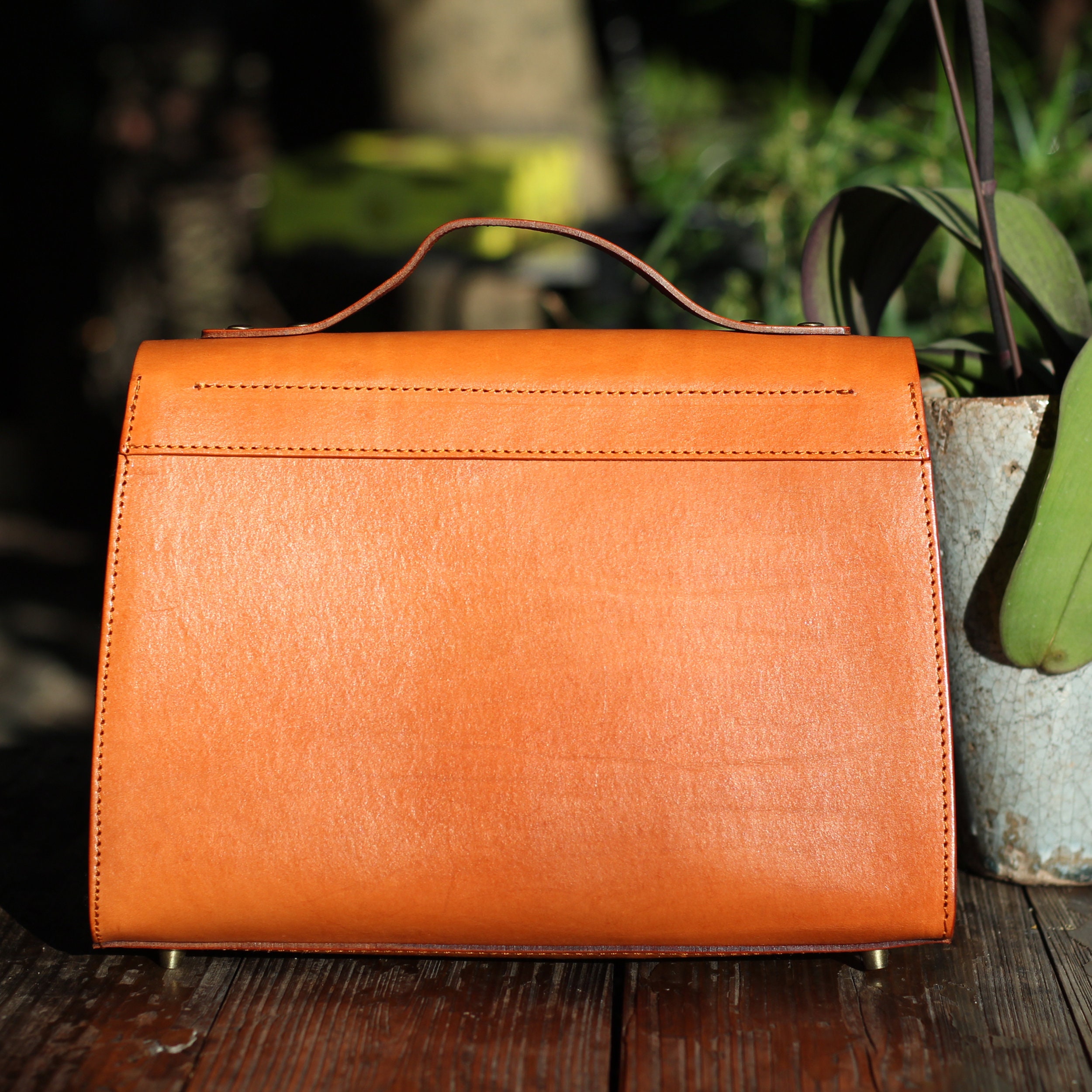 Hand Made Leather Briefcase Vegetable Tanning Leather Satchel Etsy