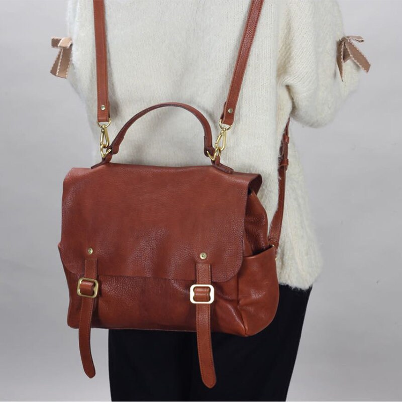 Retro Vegetable Tanned Cowhide Crossbody Bag main image 1