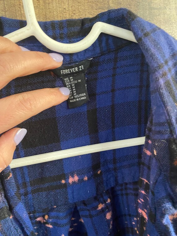 Women's Medium Plaid Bleach Splattered Button Up - Etsy