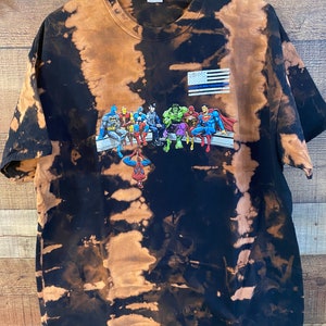 XL Avengers and PD bleach dyed graphic tee~ superheroes t-shirt