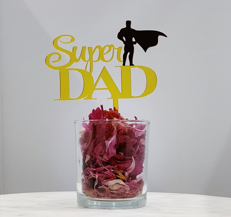 Dad/'s Birthday Father/'s Day Cake Decor Father/'s Day Cake Topper Modern Father/'s Day Cake Topper SUPER DAD Cake Topper Gold /& Black