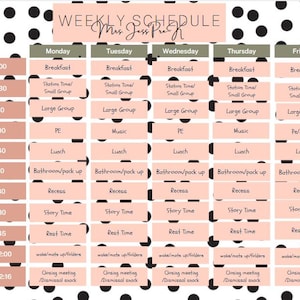 Weekly Classroom Schedule Template