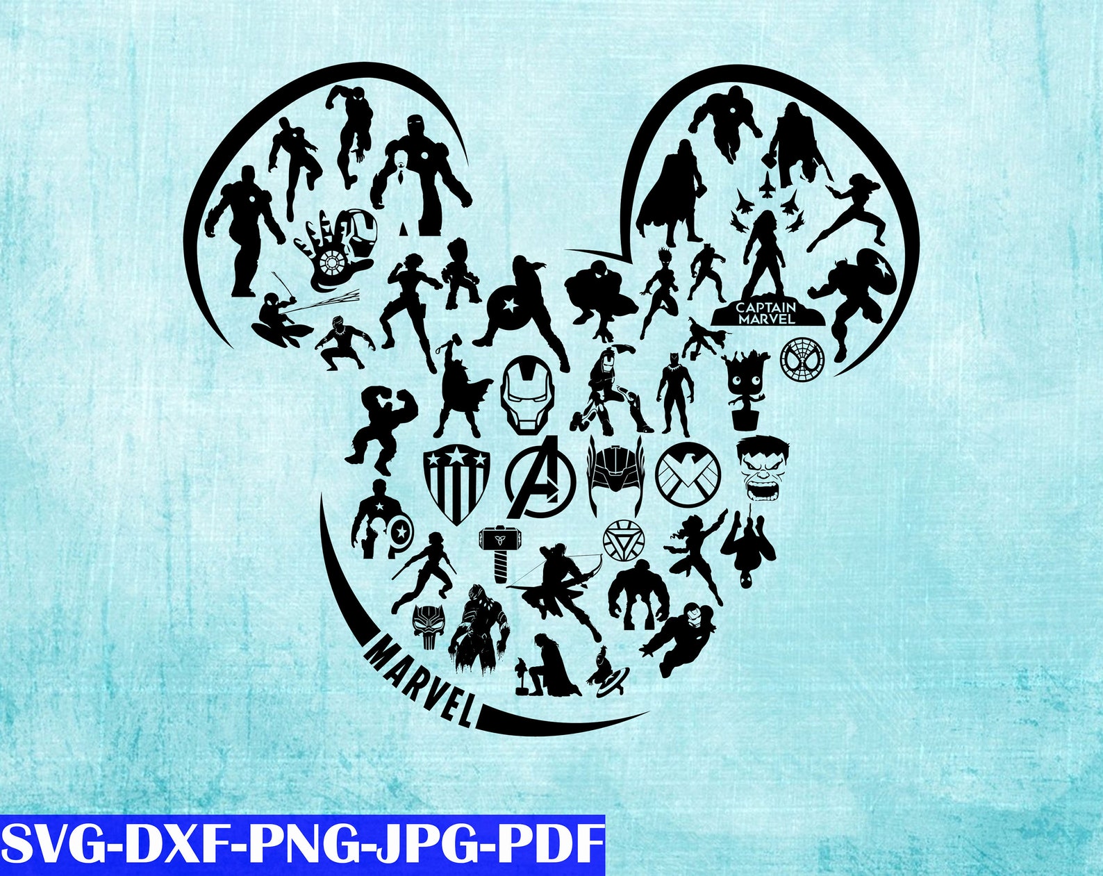 Mickey Head Marvel svg dxf png pdf jpg Super hero MARVEL | Etsy