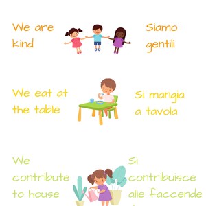 Italian & English Children&#39;s House Principles / Kids&#39; House Rules / Montessori Principles / Bilingual Household