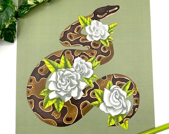 Pyton kulisty z nadrukiem gardenii