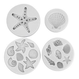 Marine Theme Cake Fondant Silicone Mold Seashell Conch Starfish Coral Baking Molds for DIY Cake Decoration Chocolate Candy Polymer