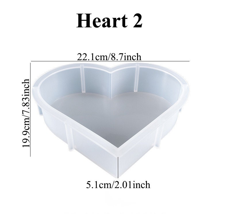 3 Pcs Large Silicone Molds for Resin Glossy Deep Square Molds Hexagon  Silicone Molds Heart Bookends Resin Mold with 3 Pcs Round Epoxy Resin Molds  for