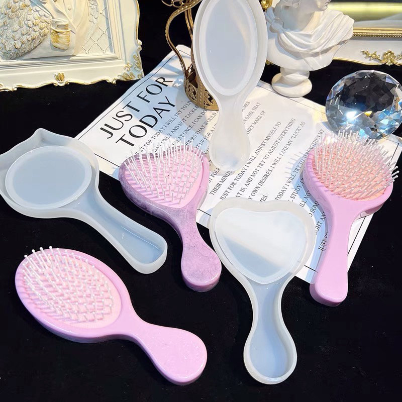 TEHAUX 3 Sets Airbag Comb Mold Resin Mold Silicone Hair Brush Mold for  Resin Comb Epoxy Casting Molds Cat Ear Comb Mold Silicone Brushes for Resin