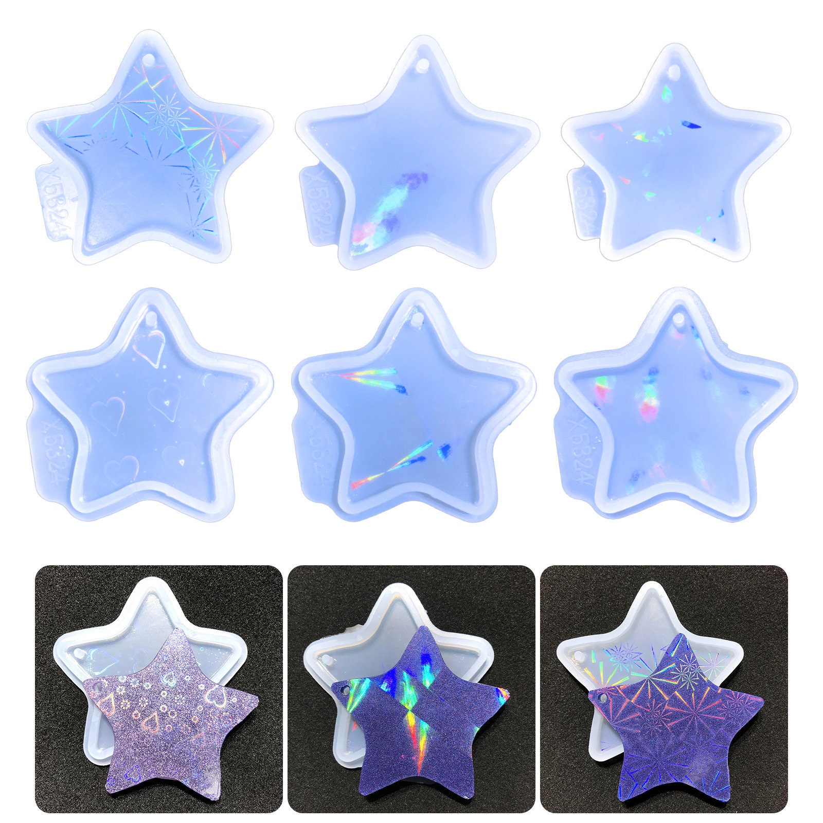 Holographic Christmas Resin Molds Silicone Snowflake Resin Molds with 6  Varying Shape,Christmas Ornament Molds for Resin Casting,Snowflake Epoxy  Resin