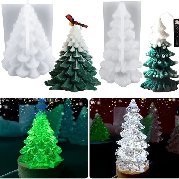 3D Christmas Tree Shape Resin Casting Silicone Mold for DIY Xmas Decoration Aromatherapy Candles Wax Plaster Polymer Clay