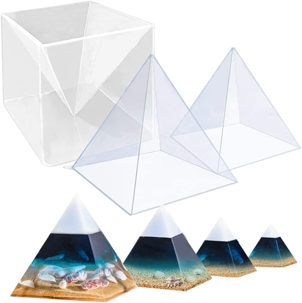 issdem 2 Packs Prymids Resin Molds, Large Silicone Pyramid Molds for Resin,  6 Inch Height Resin Pyramid Molds for DIY Orgonite Orgone Pyramid