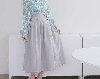 Spódnica Hanbok dla kobiet, piękna koreańska nowoczesna sukienka Hanbok na co dzień, koreańska codzienna spódnica Hanbok w kolorze szarym