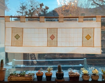 Ramie Korean Patchwork Curtain Valance / Korea Traditional Jogakbo Shades, Korean Fabric Art Jogakbo, Window treatment decoration