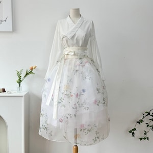 Hanbok Women Wrap Cover Skirt, Beautiful Korean Modern Hanbok Casual Party Dress Clothing for Women, Daily Hanbok Cover Rap Wing Skirt