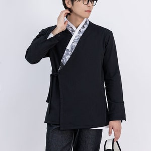Hanbok-shirt voor heren, Koreaans modern Hanbok-topjack casual feestkleding, gemoderniseerd dagelijks Hanbok-shirt