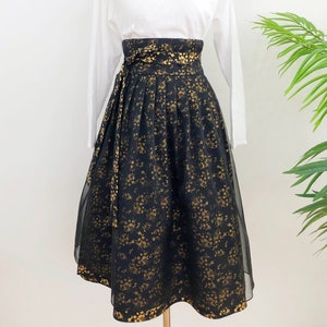 Hanbok Women Layered Wrap Skirt, Korean Modern Hanbok Casual Party Dress Clothing, Korean Modernized Daily Hanbok Skirt Gold Black