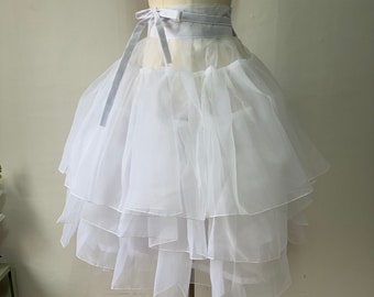 Hanbok Wrap Style Petticoat, Beautiful Korea Traditional Dress Hanbok Inner Skirt Petticoat, White Inner Hanbok Layered Tulle Skirt