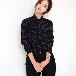 Hanbok Women Blouse Jeogori Top, Korean Modern Hanbok Casual Party Dress Clothing for Women, Modernized Daily Hanbok Shirt
