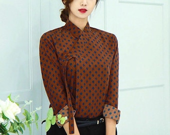 Hanbok Women Blouse Jeogori Top, Korean Modern Hanbok Casual Party Dress Clothing for Women, Modernized Daily Hanbok Shirt
